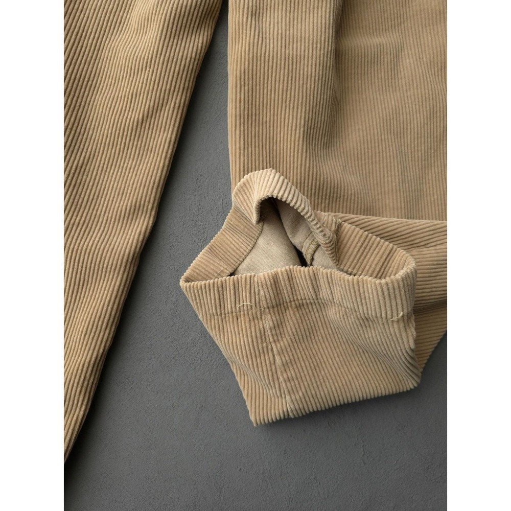 Vintage 90s Polo Ralph Lauren Tan Corduroy Pants 30 Pleated Wide Leg - Picture 7 of 15